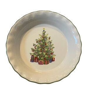 Christopher Radko Christmas Tree Pie Dish/ Quiche Plate